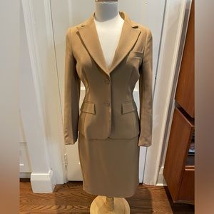 La Femme Carriere Tan Blazer and Skirt Suit